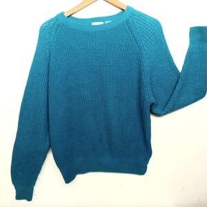 vtg 80s Aqua blue knit sweater Extra large